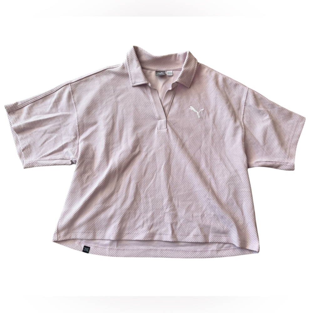 Puma Light Pink Crop Boxy Fit Polo Shirt